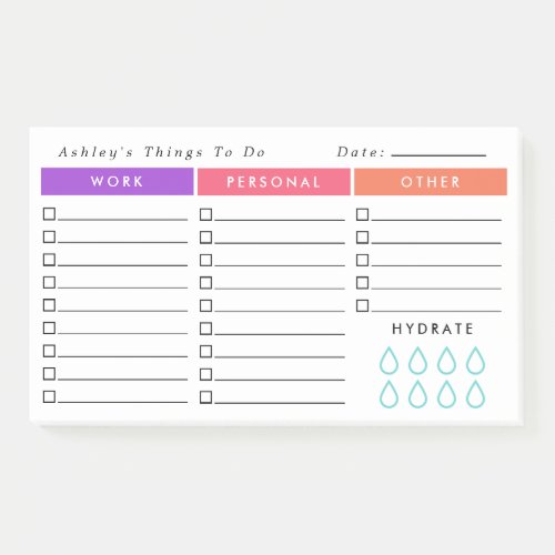 Purple Salmon Pink Daily Organizer To Do List Post_it Notes