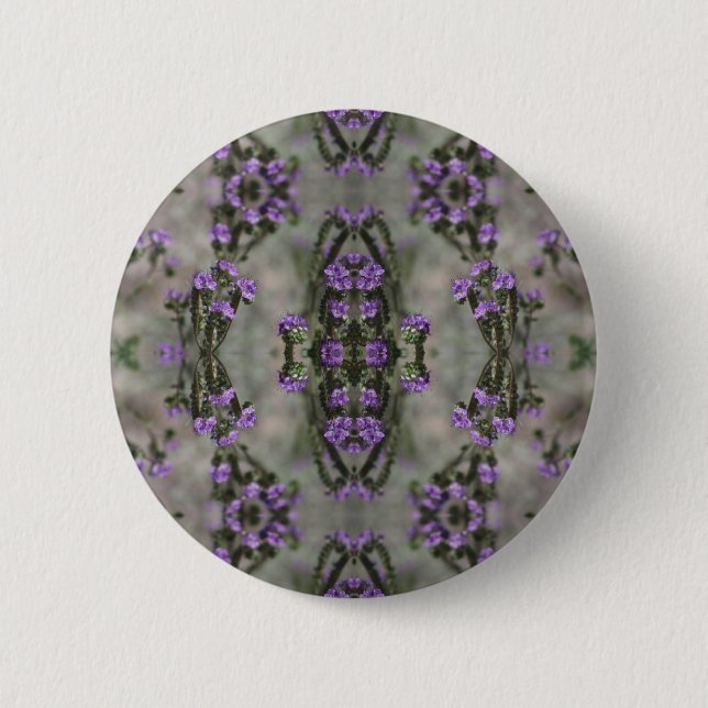 Purple Salt Heliotrope Wildflower Pattern Button (Front)