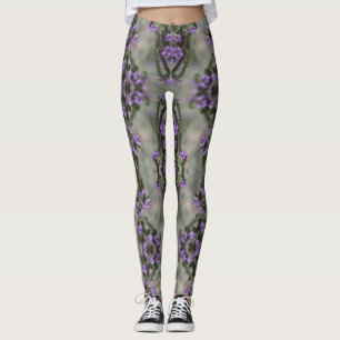 Purple Salt Heliotrope Wildflower Pattern Leggings