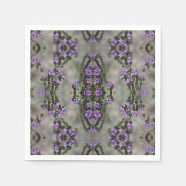 Purple Salt Heliotrope Wildflower Pattern Napkins (Front)