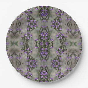 Purple Salt Heliotrope Wildflower Pattern Paper Plates
