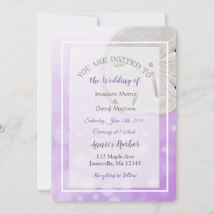 Purple Sand Dollar Themed Wedding Invitations