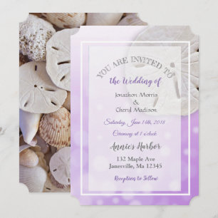 Purple Sand Dollar Themed Wedding Invitations