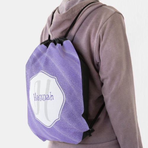 Purple Sand Ripple Personalize Drawstring Backpack