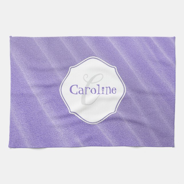 Purple Sand Ripples Personalized Kitchen Towel (Horizontal)
