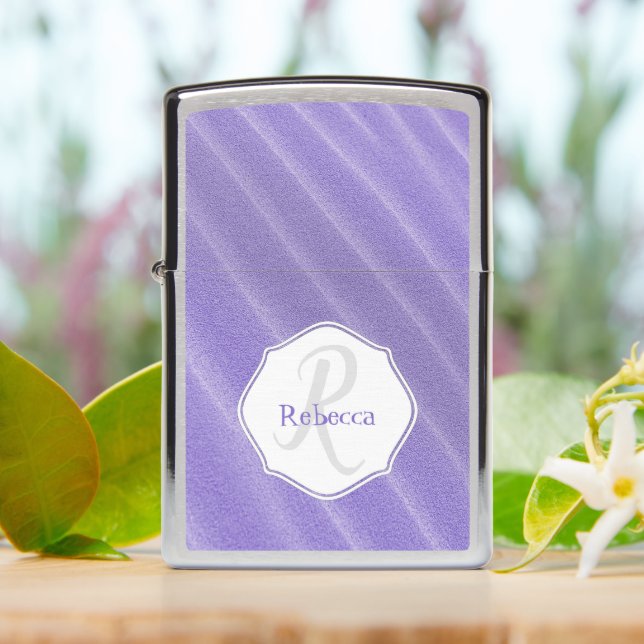 Purple Sand Ripples Personalized Zippo Lighter (On Table)