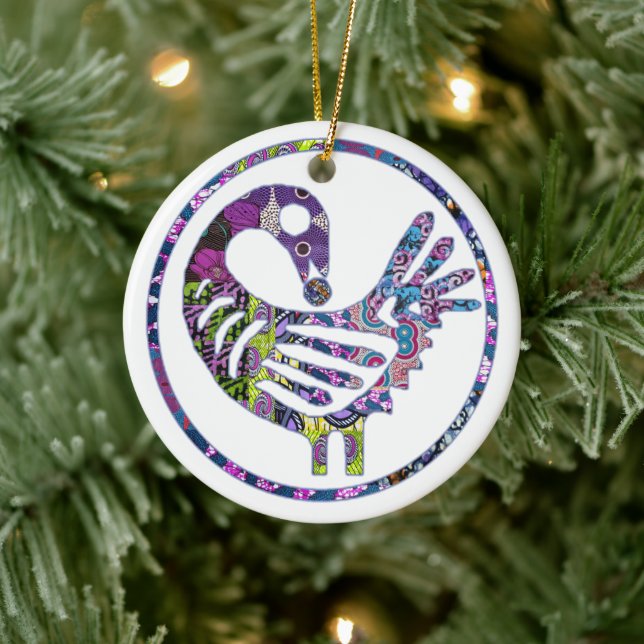 Purple Sankofa Bird Ceramic Ornament (Tree)