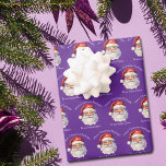 Purple Santa Claus Custom Kids Christmas Wrapping Paper Sheets<br><div class="desc">Customize these pretty purple from Santa Claus blue wrapping paper sheets with your own personalized text with your kids name in white script. This cute old fashioned drawing of Santa's red hat and white beard is the perfect holiday gift wrap for your children's presents under the tree on Christmas day....</div>