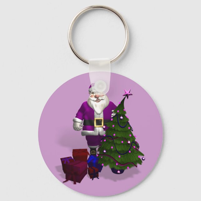 Purple Santa Claus Keychain (Front)