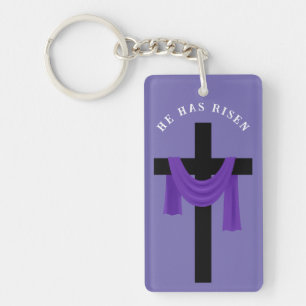 Purple Sash on Cross Keychain
