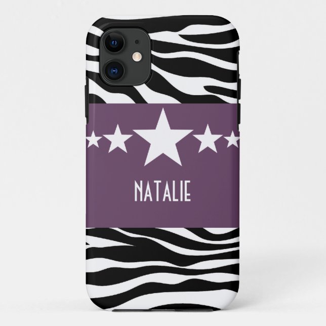 Purple Sassy Star Zebra BT iPhone 5 Case (Back)