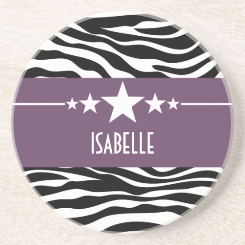 Purple Sassy Star Zebra Coaster