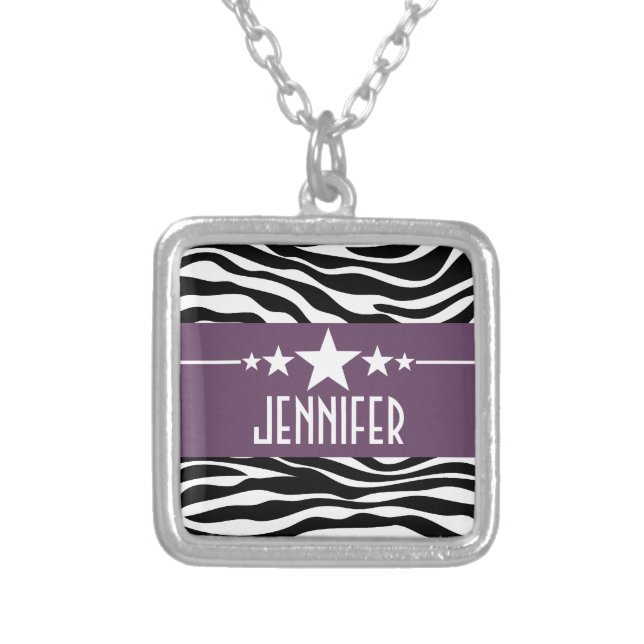 Purple Sassy Star Zebra Necklace (Front)