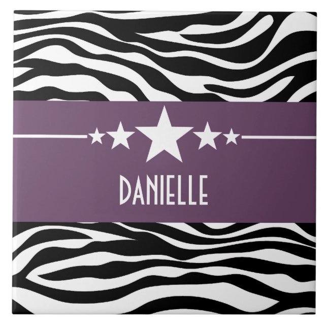 Purple Sassy Star Zebra Tile (Front)