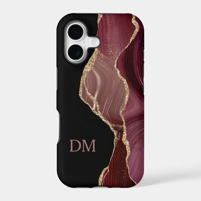 Purple Satin Agate Gold Glitter Monogram Case-Mate iPhone Case