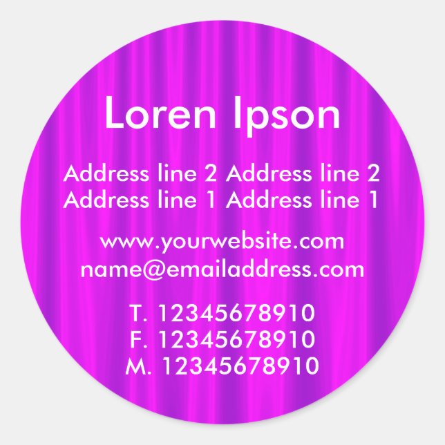 Purple Satin Business / Profile Classic Round Sticker (Front)