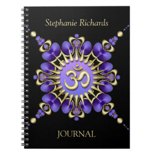 Purple Satin Gold Om Sign Elegant Notebook