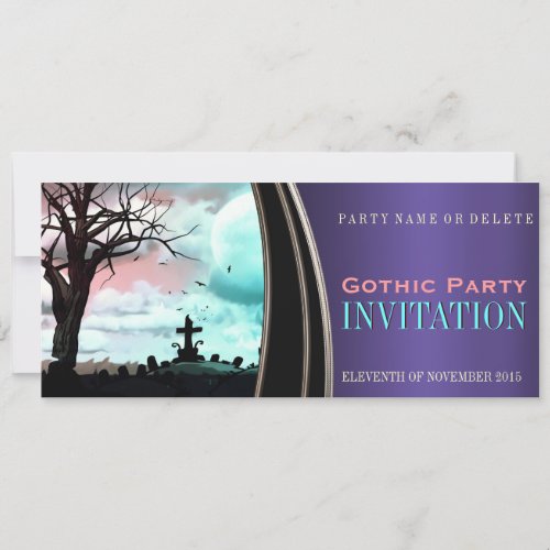 Purple Satin Gothic Dark Theme Party Invitations