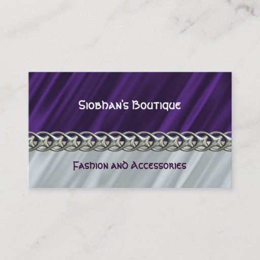 Customizable Purple satin silver chain business card