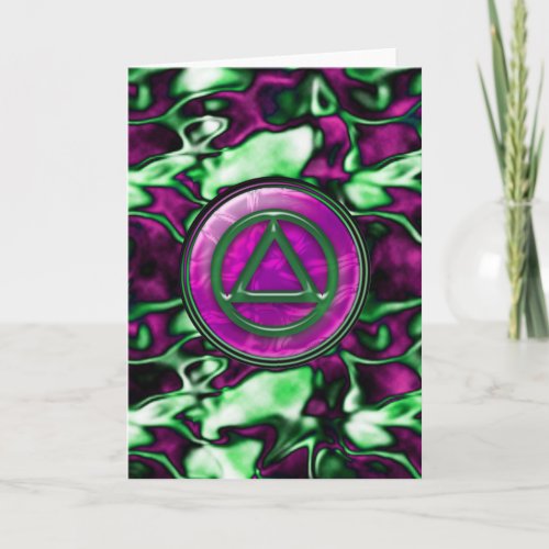 Purple Satin Sober Sobriety Recovery Card