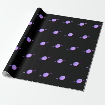 Purple Saturn on Black Wrapping Paper