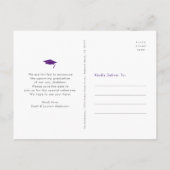 Purple save date graduation photo bold typography invitation postcard (Back)