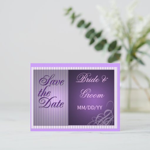 Purple save the date card | Zazzle