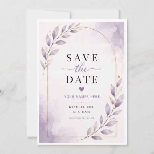 Purple Save the Date Card