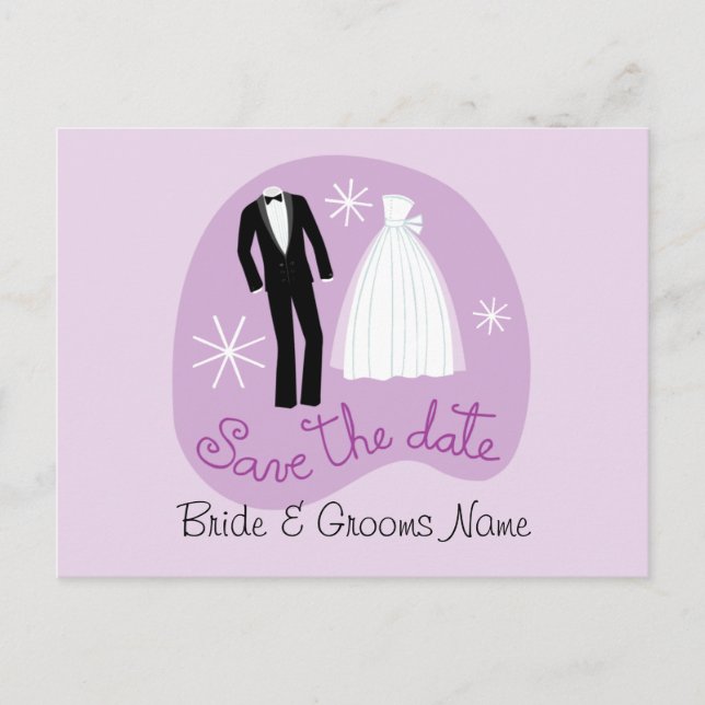 Purple Save The Date Postcard (Front)