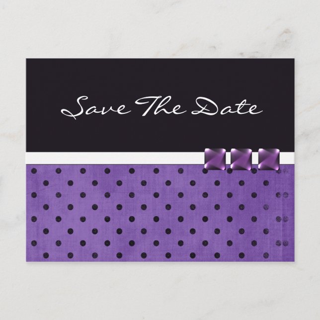 Purple Save The Date Wedding Post Card Template (Front)