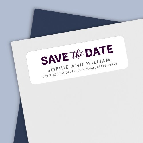 Purple Save the Date Wedding Return Address Label