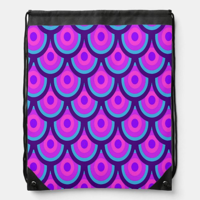 Purple Scale Pattern Drawstring Backpack (Front)