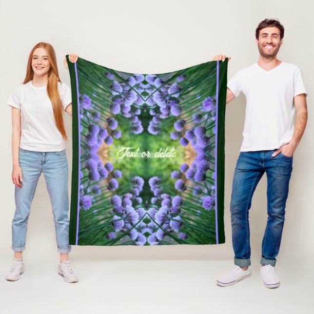 Purple Scallion Abstract Flowers Personalized Fleece Blanket (In Situ)
