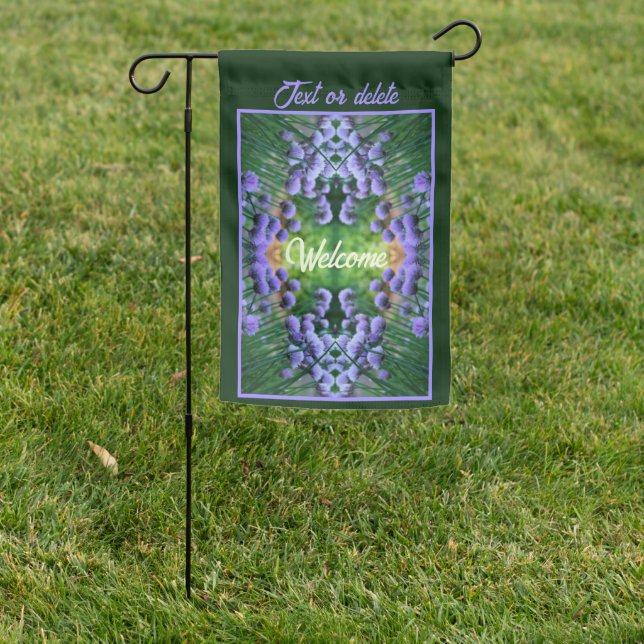 Purple Scallion Abstract Flowers Personalized Garden Flag (In SItu)