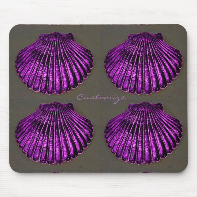 purple scallop shells grey Thunder_Cove Mouse Pad (Front)