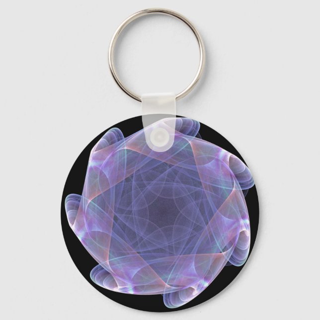 purple scalloped fractal keychain (Front)