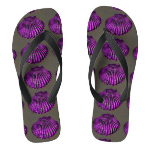 purple scallops grey flip flops