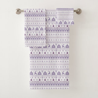 Purple Scandinavian Nordic Winter Christmas Towels