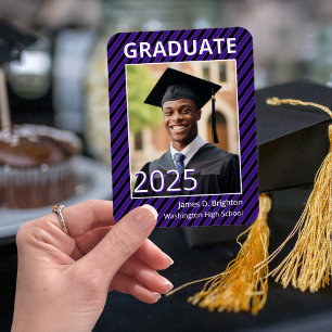 Purple School Color Photo Graduation Announcement Magnet