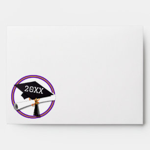 Purple School Colors Grad Cap Graduation Envelope