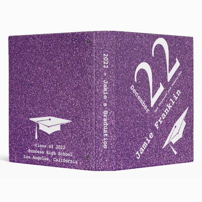 Purple School Keepsake Senior Year Graduation 3 Ring Binder (Background)