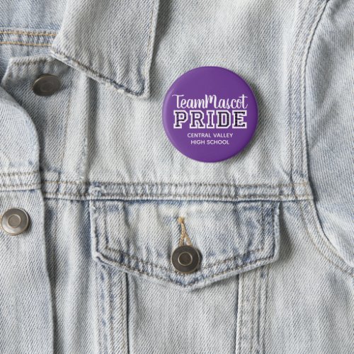 Purple School Pride Mascot Name Button