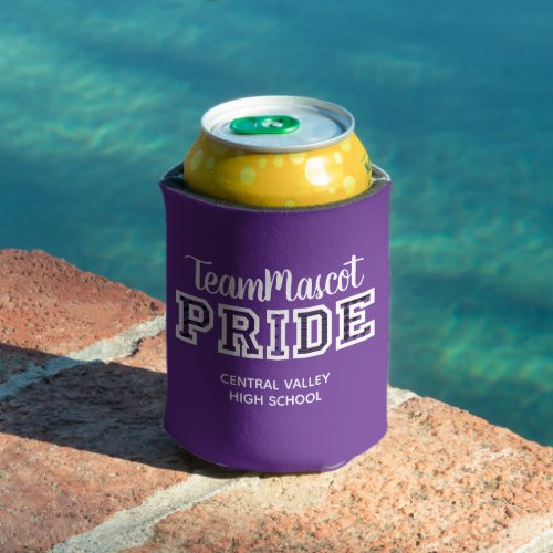 Purple School Pride Mascot Name Can Cooler