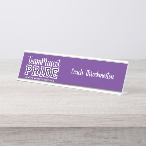 Purple School Pride Mascot Name Desk Desk Name Plate