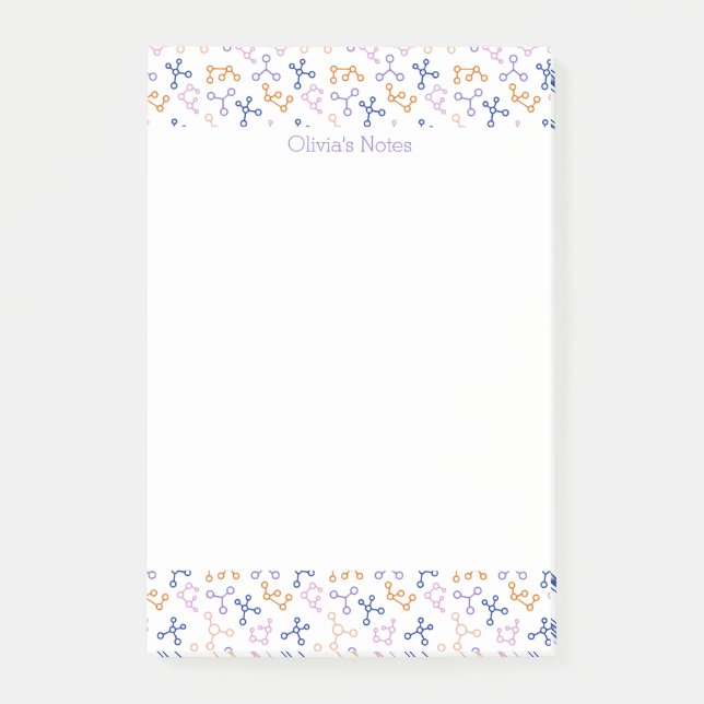 Purple Science Molecules Biology Icons Post-it Notes (Front)