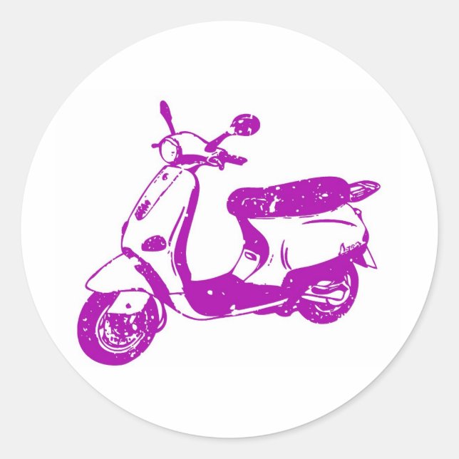 Purple Scooter Classic Round Sticker (Front)