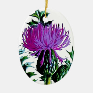 Purple Scottish Garden Thistle Ceramic Ornament