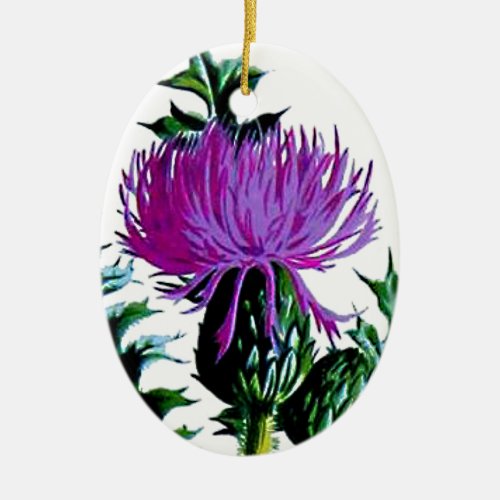 Purple Scottish Garden Thistle Ceramic Ornament