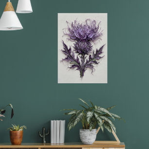 Purple Scottish Thistle Botanical Fine Art Print