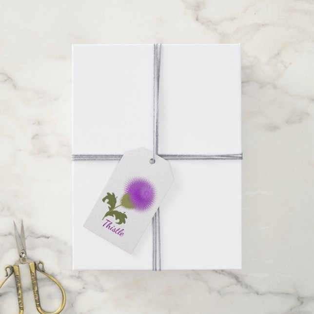 Purple Scottish Thistle Personalized Gift Tags (With Twine)